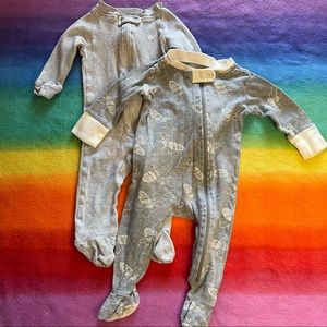 Set of 2 organic cotton footie pajamas